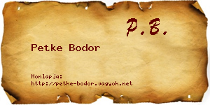 Petke Bodor névjegykártya